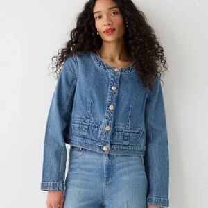 J.Crew Collarless Denim Lady Jacket | Size 4 | NWT